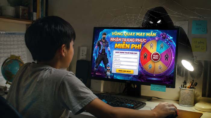 Bạn nhỏ nhận được link tặng món quà miễn phí